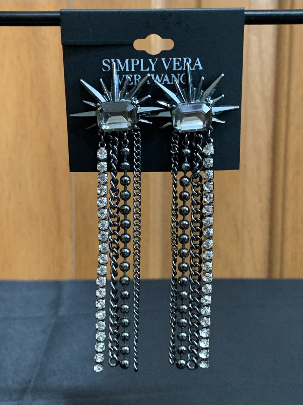 NWT Simply Vera Vera Wang gun metal tone earrings